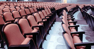 Reupholstered auditorium seating