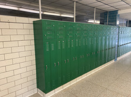 Amherst Steele High School, Amherst, OH Electrostatic Painting of Lockers