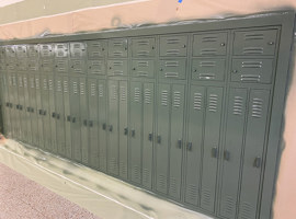 Amherst Steele High School, Amherst, OH Electrostatic Painting of Lockers