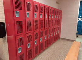 Lenawee Christian School - Boys and Girls Locker Rooms, Adrian, MI Electrostatic Painting of Lockers