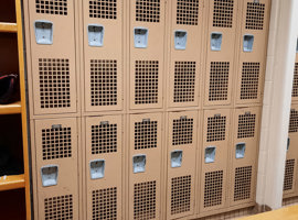 Lenawee Christian School - Boys and Girls Locker Rooms, Adrian, MI Electrostatic Painting of Lockers