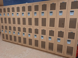 Lenawee Christian School - Boys and Girls Locker Rooms, Adrian, MI Electrostatic Painting of Lockers