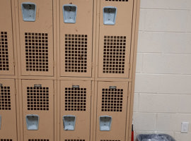 Lenawee Christian School - Boys and Girls Locker Rooms, Adrian, MI Electrostatic Painting of Lockers