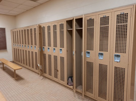 Lenawee Christian School - Boys and Girls Locker Rooms, Adrian, MI Electrostatic Painting of Lockers