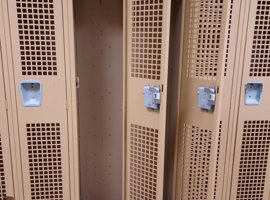 Lenawee Christian School - Boys and Girls Locker Rooms, Adrian, MI Electrostatic Painting of Lockers