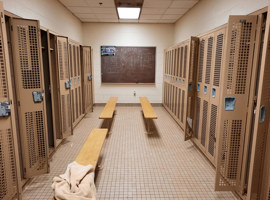 Lenawee Christian School - Boys and Girls Locker Rooms, Adrian, MI Electrostatic Painting of Lockers