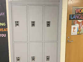 Loveland Middle School, Loveland, OH Electrostatic Painting of Lockers