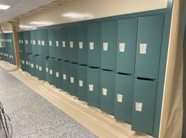 Loveland Middle School, Loveland, OH Electrostatic Painting of Lockers