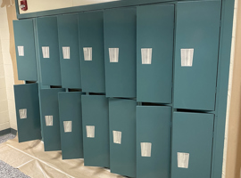 Loveland Middle School, Loveland, OH Electrostatic Painting of Lockers