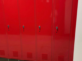 North Mahaska Community School District, New Sharon, IA Electrostatic Painting of Lockers