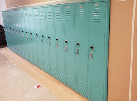 Meyzeek Middle School / JCPS, Kentucky Electrostatic Painting of Lockers