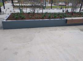 Exterior Courtyard, Newport News, VA Electrostatic Painting of Raised Planting Units