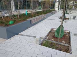 Exterior Courtyard, Newport News, VA Electrostatic Painting of Raised Planting Units