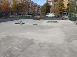 Exterior Courtyard, Newport News, VA Electrostatic Painting of Raised Planting Units