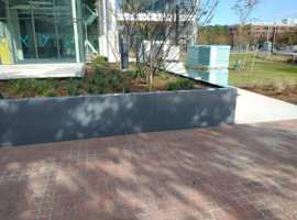 Exterior Courtyard, Newport News, VA Electrostatic Painting of Raised Planting Units