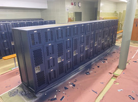 Sandusky High School, Sandusky, Ohio - Electrostatic Painting of Lockers