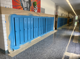 Shaker Heights CSD, High School, Shaker Heights, OH Electrostatic Painting of Lockers