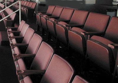 fabric on reupholstered auditorium seating