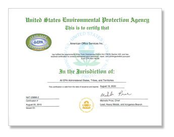 Lead-Safe Certified Firm "tree"